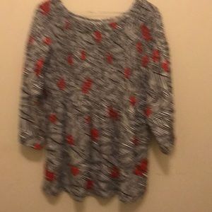 Black and white floral blouse